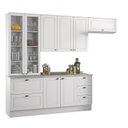 Ver imagem 1 de Cozinha Completa Americana 4 Peças Branco com Cristaleira - Móveis Henn