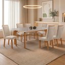 Ver imagem 2 de Mesa de Jantar Liz 180cm Tampo Mdf Vidro Canto Copo com 6 Cadeiras Lira