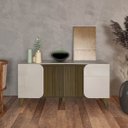 Ver imagem 3 de Conjunto Sala Rack C/ Painel P/ Tv até 86", Buffet Aparador 4 Portas Pinho/off White Elegance - Arte