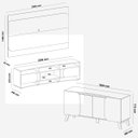 Ver mais imagens de Conjunto Sala Rack C/ Painel P/ Tv até 86", Buffet Aparador 4 Portas Pinho/off White Elegance - Arte