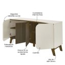 Ver imagem 5 de Conjunto Sala Rack C/ Painel P/ Tv até 86", Buffet Aparador 4 Portas Pinho/off White Elegance - Arte