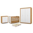 Ver imagem 1 de Dormitório Tutto New 4 Portas, Cômoda 4 Gavetas e Berço Freijó/branco Soft com Capitonê e Colch