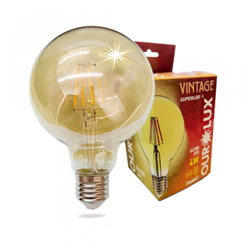 Lâmpada LED Vintage GLOBO G80 4W 2400K - OUROLUX (05345) | MadeiraMadeira