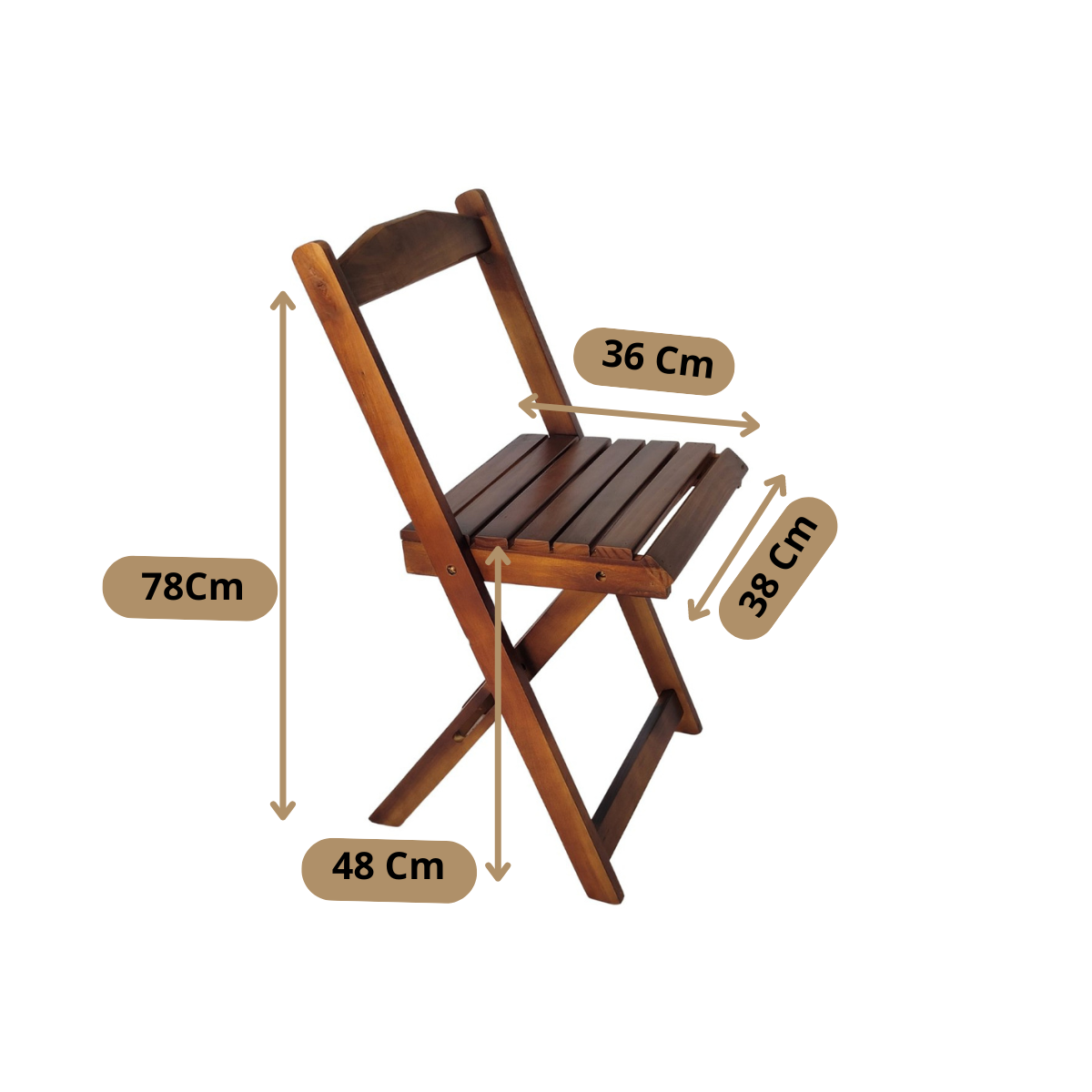 Cadeira Dobrável Retrátil De Madeira Imbuia - 2