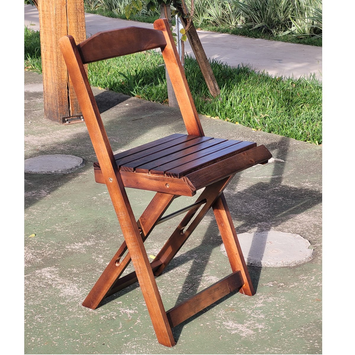 Cadeira Dobrável Retrátil De Madeira Imbuia - 5