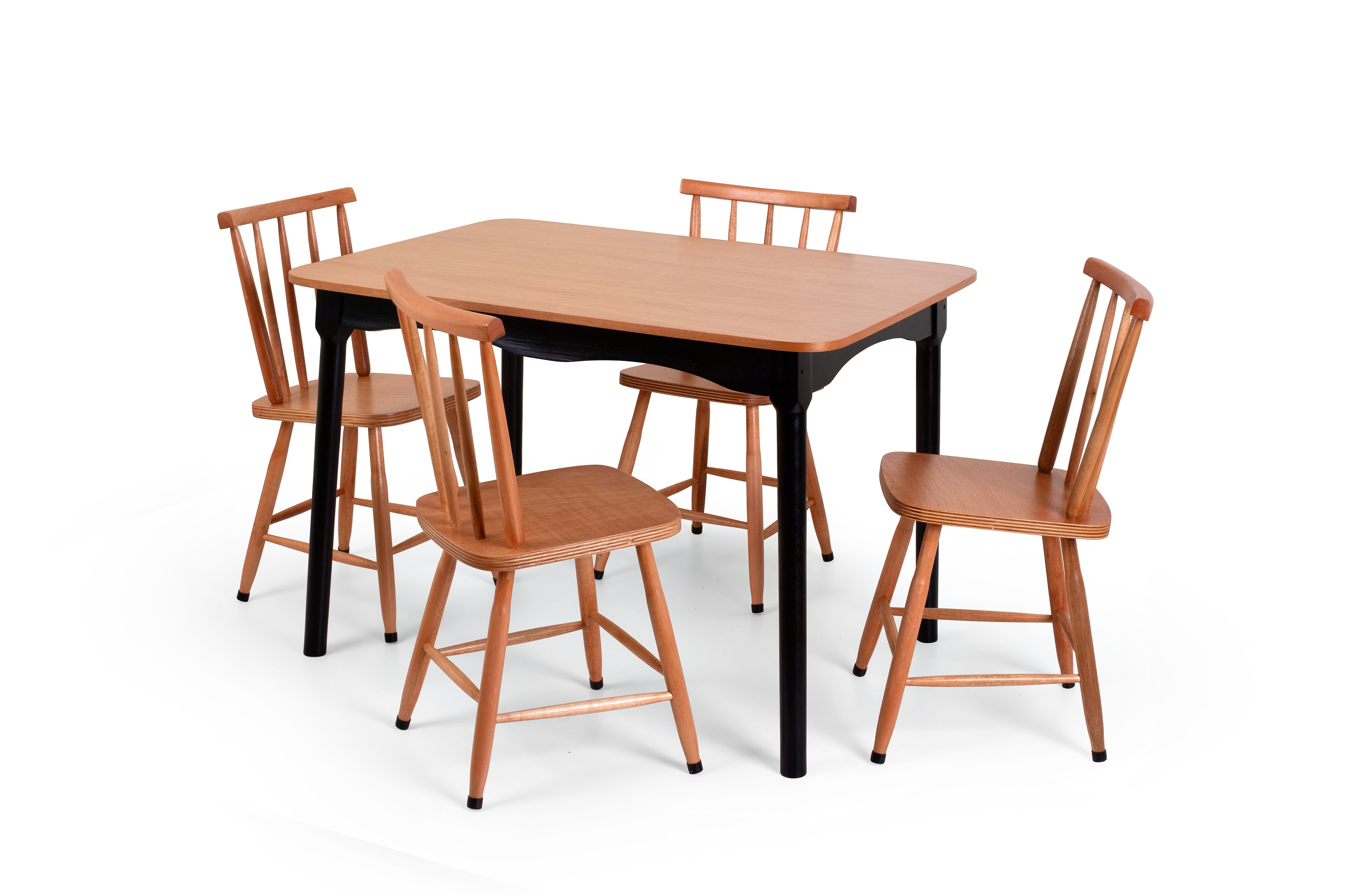 Jogo de Jantar Colonial Clássico Mesa Preta Soft 4 Cadeiras Cozinha - 1