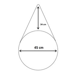 Espelho Adnet Redondo 45cm Alça De Couro + Suporte + Bucha - 5