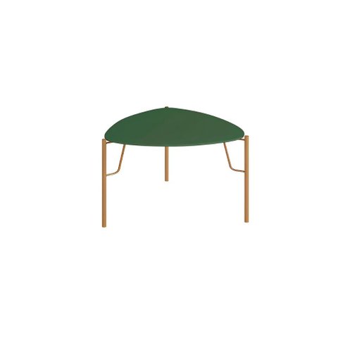 Mesa Lateral de Apoio P/ Sala 51cm Multiuso com Pés em Metal Cor:musgo com Dourado