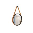 Ver imagem 1 de Espelho Decorativo Adnet Preto Alça Corino Rajado 30 cm Redondo Preto/Rajado, 30 cm