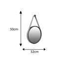 Ver mais imagens de Espelho Decorativo Adnet Preto Alça Corino Rajado 30 cm Redondo Preto/Rajado, 30 cm