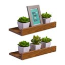 Ver imagem 1 de Kit 2 Prateleiras Porta Quadros 30 x 15cm Freijó Suporte Invisível