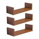 Ver imagem 2 de Kit 3 Prateleiras U 30 x 15cm Freijó Suporte Invisível