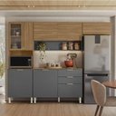 Ver imagem 1 de Kit para Cozinha Compacta Ambiente Alba com Balcão Amêndola Grafito Prime Tx - Demóbile