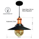 Ver imagem 2 de Lustre Pendente Industrial Moderno Nordic Preto Com Cobre