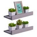 Ver imagem 1 de Kit 2 Prateleiras Porta Quadros 30 x 15cm Cinza Claro Suporte Invisível