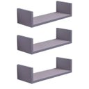 Ver imagem 2 de Kit 3 Prateleiras U 30 x 15cm Cinza Claro Suporte Invisível