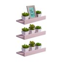 Ver imagem 1 de Kit 3 Prateleiras Porta Quadros 30 x 15cm Rosa Claro Suporte Invisível