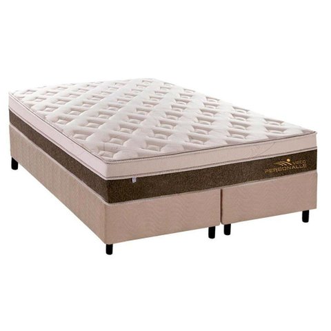 Cama Box King: Colchão Molas Ensacadas Plumatex MasterPocket Personalle + Base CRC Suede Bege(193x20