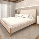 Ver imagem 1 de Cama King Estofada com Cabeceira 100% Mdf Cor:veludo Creme