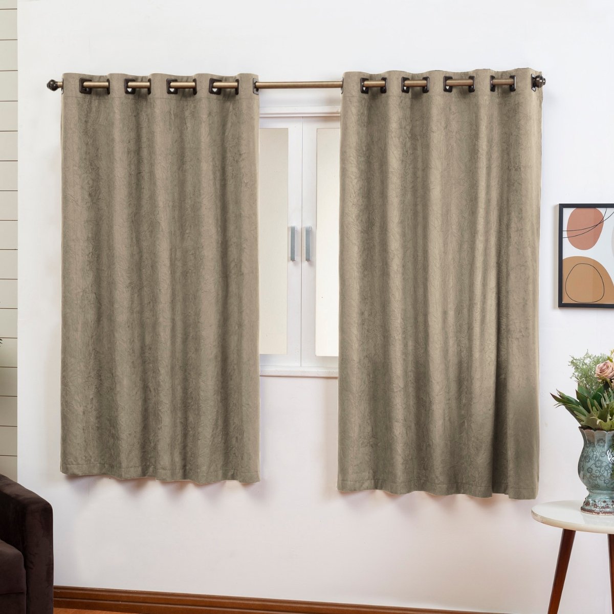 Cortina Sala Para Janela 2,80x1,70 Tecido Suede Grosso Avelã - 8