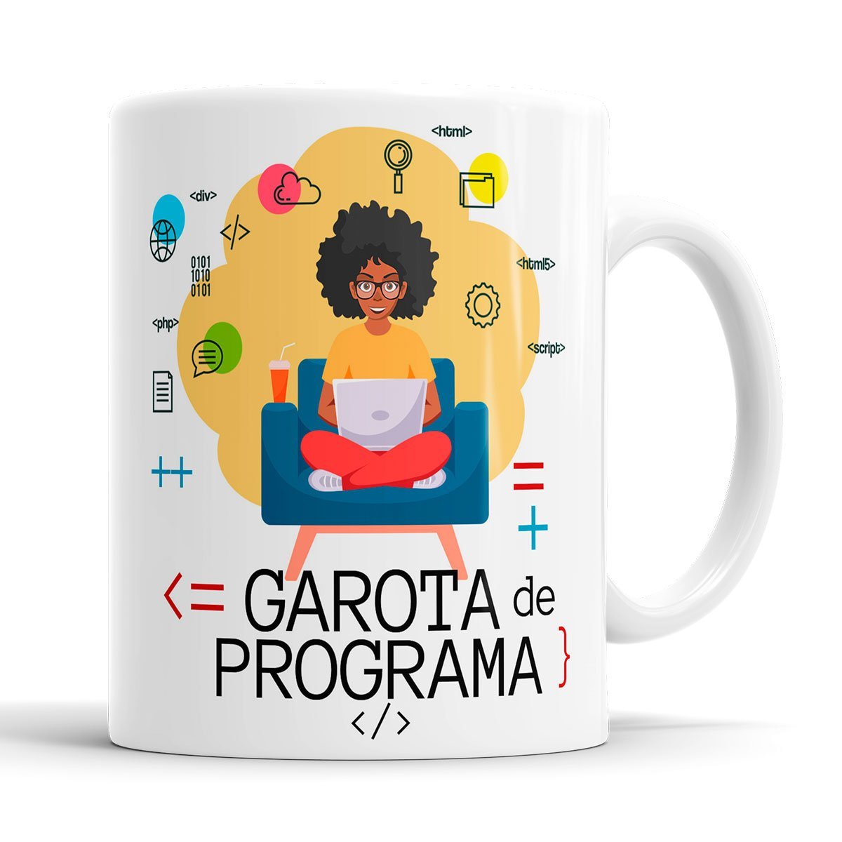 Caneca Programação Garota De Programa programadora Negra