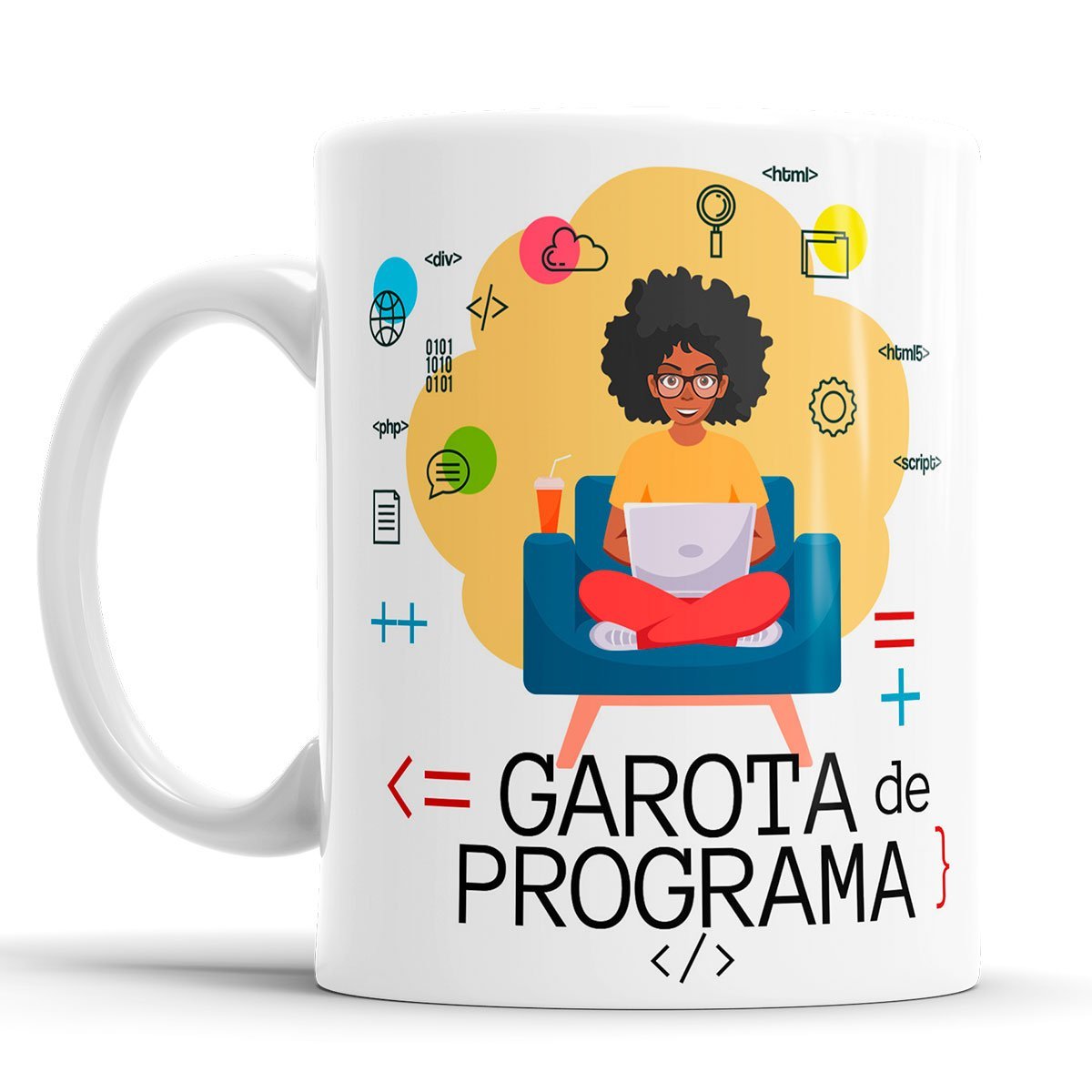 Caneca Programação Garota De Programa programadora Negra - 3