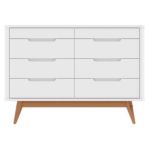 Cômoda Vicenza 8 Gavetas MDF Puxador Cava Branco Casa D Móveis