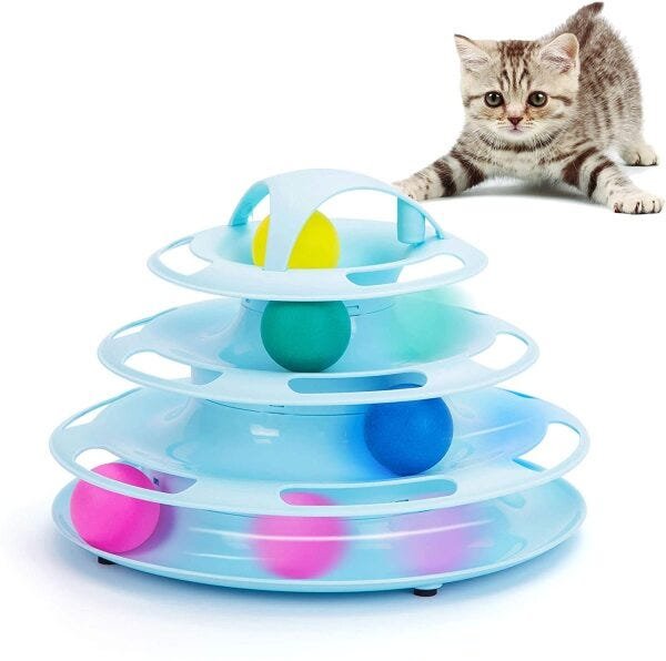 Brinquedos para gatos Jogo de Gato Turning Feather Azul