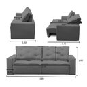 Ver imagem 3 de Sofá Retrátil e Reclinável 3 lugares com Molas 1,80m Ana Suede Cinza Adonai Estofados