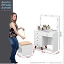Ver imagem 6 de Penteadeira Camarim Led com Banqueta Espelho 5 Gavetas 95cm Mel Patrimar Branco