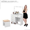Ver imagem 5 de Penteadeira Camarim Led com Banqueta Espelho 5 Gavetas 95cm Mel Patrimar Branco