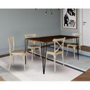 Ver imagem 1 de Jogo de Mesa Elen Retangular Tampo de Madeira 140x80cm Preto com 4 Cadeiras Katrina Off White