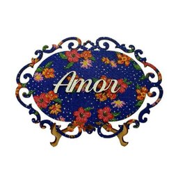 Placa Aconchego Amor Azul Escuro 20X14Cm - 1