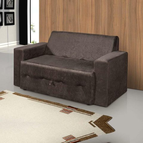 Sofá-Cama Pratik 5000 Mamflex Marrom Suede Amassado Marrom