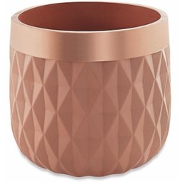 Cachepot Redondo 16X18 Cm Em Cimento Borda Metálica - Mart - 1