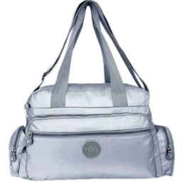 Bolsa Tactel Sacola Transversal e Ombro Viagem Academia 450A:PRATA - 1