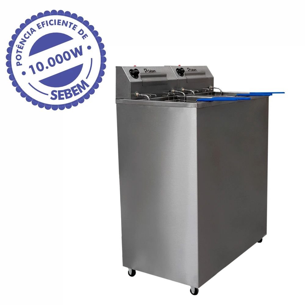 Fritadeira Elétrica Industrial 4 Cestos Potencia 10000w Coluna Pedestal Zona Fria Pedestal Sebem - 4