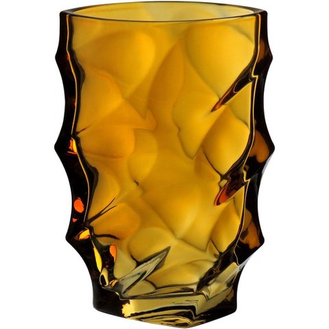 Vaso Decorativo de Vidro Âmbar 19x12x12cm Enfeite Sala Mesa Estante Aparador