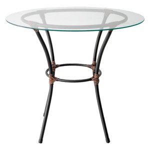 Mesa para Área Externa Redonda Happy Hour de Aço e Fibra Sintética e Vidro 80 Cm Acesse Móveis