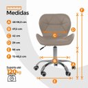 Ver imagem 3 de Kit 2 Cadeiras Office Eiffel Slim Giratória Base Cromada com Rodízios e Ajuste de Altura