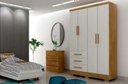 Ver imagem 1 de Guada Roupa Solteiro 4 Portas 3 Gavetas 120cm com Pés Encant Cumaru/Fendi - Novo Horizonte