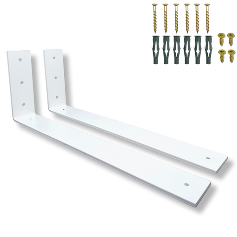 Dois Suportes de Prateleira Formato L 40cm Mão Francesa Estilo Moderno Aço Reforçado Branco