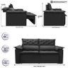 Sofá Top Compact 150 cm Retrátil e Reclinável com Molas Espirais Suede Preto - Sofá na Web - 4