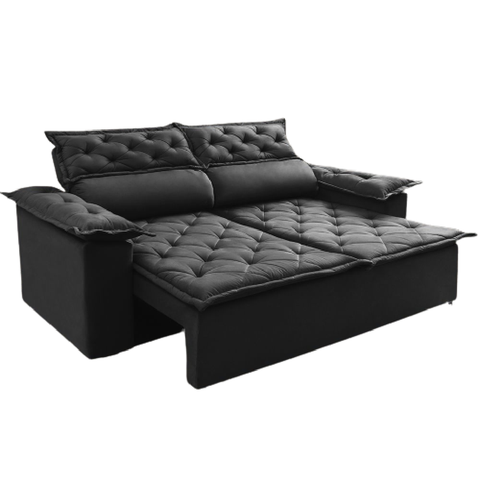 Sofá Top Compact 150 cm Retrátil e Reclinável com Molas Espirais Suede Preto - Sofá na Web
