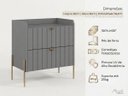 Ver imagem 2 de Mesinha Lateral para Cama Moriah Cinza 60cm Pés e Puxadores de Ferro Dourado