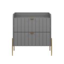 Ver imagem 4 de Mesinha Lateral para Cama Moriah Cinza 60cm Pés e Puxadores de Ferro Dourado