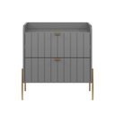 Ver imagem 6 de Mesinha Lateral para Cama Moriah 60cm Largura Cinza Pés e Puxadores de Ferro Dourado