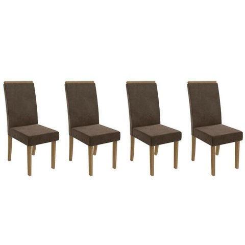 Cadeira de Cozinha 2cad142fr Kit 4 Un Freijó Suede Marrom A033