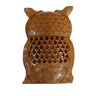 Escultura Vazada de Coruja de Madeira Suar Marrom (Modelo 1) 12,5cm - 2