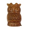 Escultura Vazada de Coruja de Madeira Suar Marrom (Modelo 1) 12,5cm - 1
